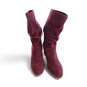 Violet & Red LANDEN Slouchy Burgundy Suede Mid-Calf Boots - Size 7.5